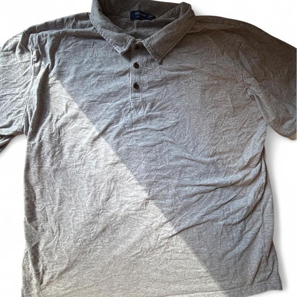 Aiyino Gray Long Sleeve Polo Shirt Mens 2XL Cotton Spandex Blend Classic Collar
